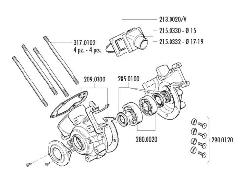 Polini komplett forgattyúsház - Peugeot 103, 104, 105, GL10