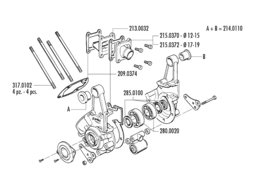 Polini komplett forgattyúsház - Peugeot 103, 104, 105, GL10, SPX