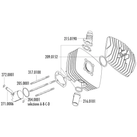   Polini 6000-es széria dugattyú készlet 80cc 48mm (B) - Fantic Motor Regolarita 50, Minarelli P4-P6
