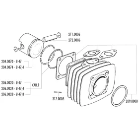   Polini sport dugattyú készlet 70cc 47mm - Fantic Motor Issimo 50, Minarelli V1