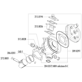   Polini dugattyú készlet 70cc 47mm (B) - Malaguti Dune 50, Minarelli MR4