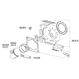   Polini dugattyú készlet 125cc 64mm (B) - Cagiva 125 2 ütemű (vízhűtéses) C10, C12