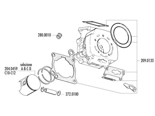 Polini dugattyú készlet 125cc 64mm (C) - Cagiva 125 2 ütemű (vízhűtéses) C10, C12