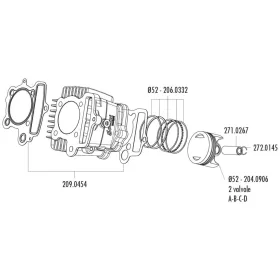   Polini dugattyú készlet 107cc 52mm (C) - Polini Minicross, Minimotard 110 XP4T 2V hengerfejjel