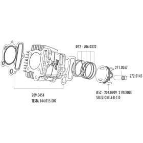   Polini dugattyú készlet 87cc 52mm (D) - Honda XR 50, Polini XP4T 50