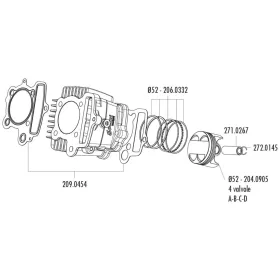   Polini dugattyúgyűrű szett 52mm - Honda XR 50, Polini XP4T 50, XP4T 110