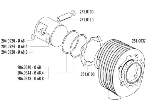 Polini dugattyúgyűrű 68.4mm - Vespa 200 PE, PX