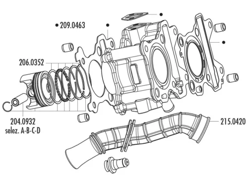 Polini dugattyúgyűrű szett 66cc 44mm - Minarelli 4 ütemű