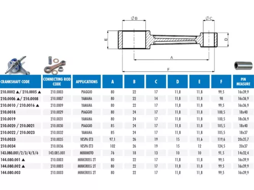 Polini Big Evolution hajtókar 97.1mm/15mm - Vespa Primavera 125 ET3 2s
