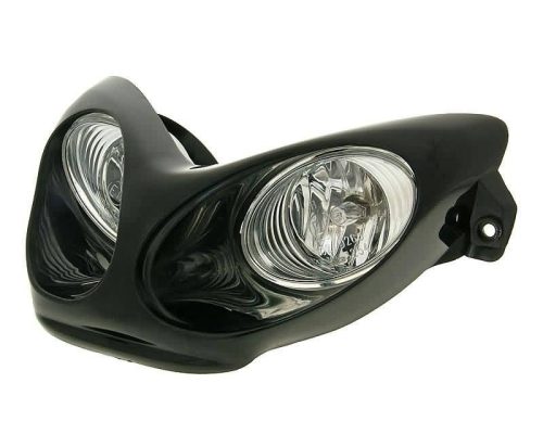Fényszóró duál optika halogén fekete E-JELZETT - Yamaha Aerox, MBK Nitro