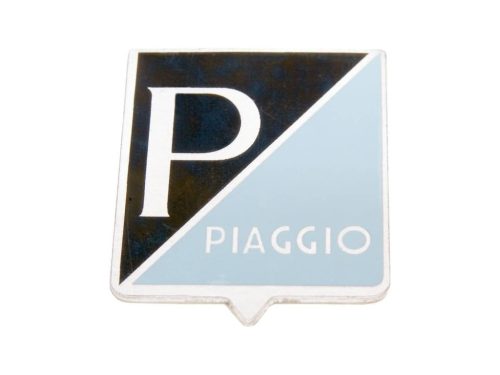 Piaggio alumínium ragasztandó embléma 25x31mm - Vespa 50, 50S, 50SS (-1968), 90, 90SS, 125 Primavera, Nuova (1966)