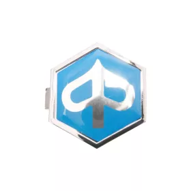   Piaggio lapos hatszögletű bedugós, kék/ezüst embléma 32x37mm