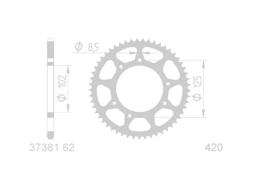 Hátsó lánckerék 62 fog 420-as lánchoz - Derbi Senda SM, R DRD Racing