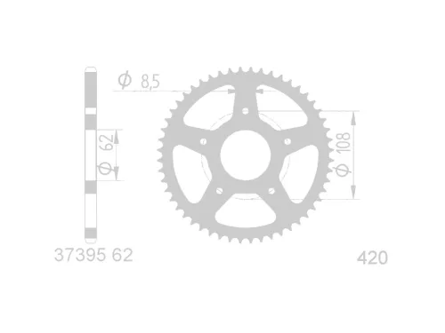 Hátsó lánckerék 62 fog 420-as lánchoz - Rieju SPIKE, SPIKE-X, RYZ, K-Sport SM, Peugeot XP6, XPS
