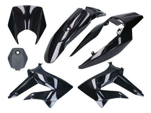Komplett fekete burkolat készlet Derbi Senda 2011-, Gilera RCR, SMT 2011-, Gilera RCR, SMT 2011-, Derbi Senda 2011-, Gilera RCR, SMT 2011-, Gilera RCR, SMT 2011-