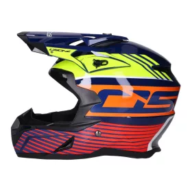   Sisak Motocross OSONE S820 kék / sárga / narancssárga / piros - L méret (59-60)