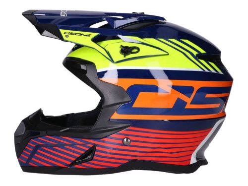 Sisak Motocross OSONE S820 kék / sárga / narancssárga / piros - L méret (59-60)