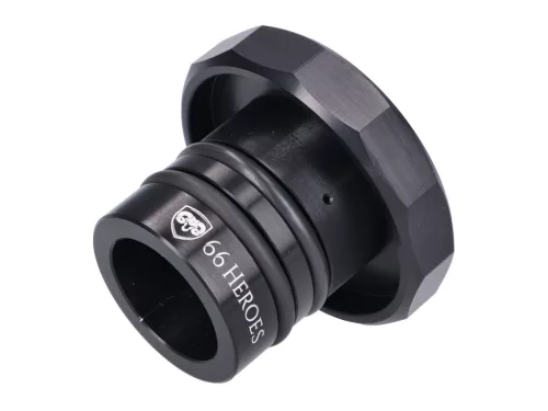 Üzemanyagtöltő kupak 66Heroes Alumínium fekete Puch logóval Puch Maxi S, N modellekhez