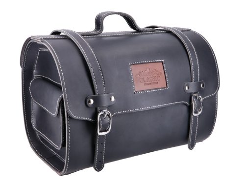 Bőr táska valódi bőr fekete kb. 26 literes 38x27x26 Vespa / LML számára