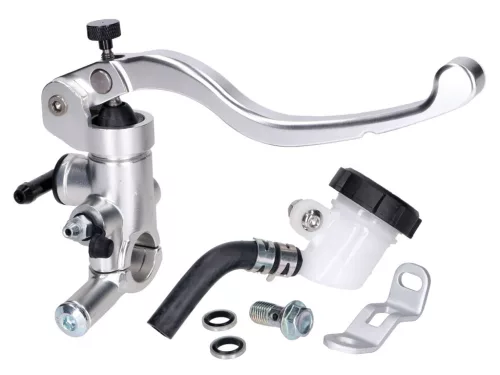 Fékpumpa / fékhenger elülső radiális, külső fékfolyadék-tartály, ezüst színű 22 mm-es kormányhoz