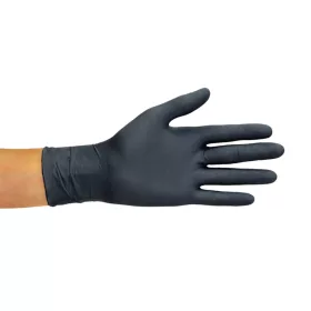   Egyszer használatos nitril kesztyű, 100 darab, fekete, M méret