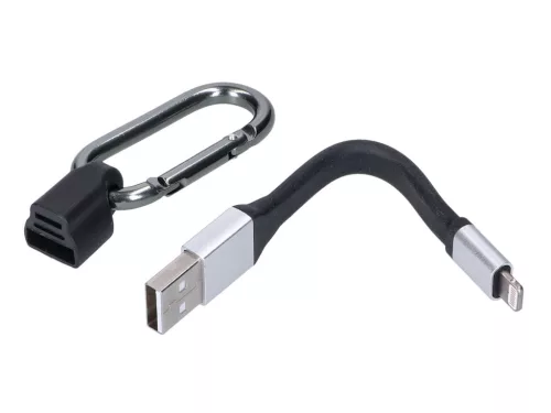 Töltőkábel kulcstartó 10cm USB Lightning dugóhoz