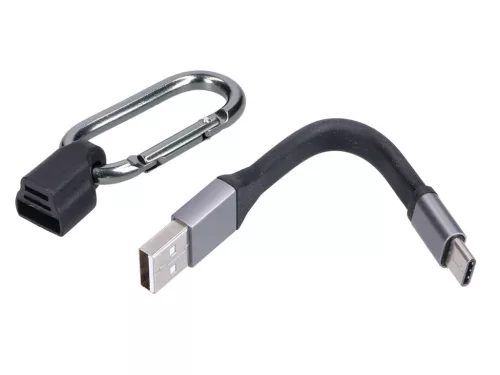 Töltőkábel kulcstartó 10cm USB-ről USB-C dugóra
