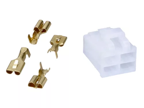 4-tűs dugó feszültségszabályozóhoz / egyenirányítóhoz GY6, Kymco, CPI, Honda, Minarelli, Peugeot, Derbi, Gilera, Honda, Peugeot, Derbi, Gilera számára.