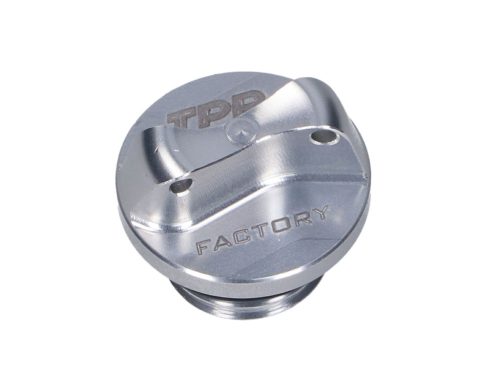 Olajbetöltő dugó CNC TPR Factory ezüst M16 tömítőgyűrűvel Minarelli AM3, AM4, AM5, AM6 modellekhez