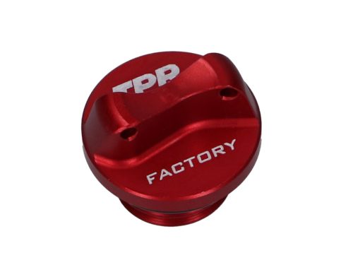 Olajbetöltő dugó CNC TPR Factory piros M16 tömítőgyűrűvel Minarelli AM3, AM4, AM5, AM6 modellekhez