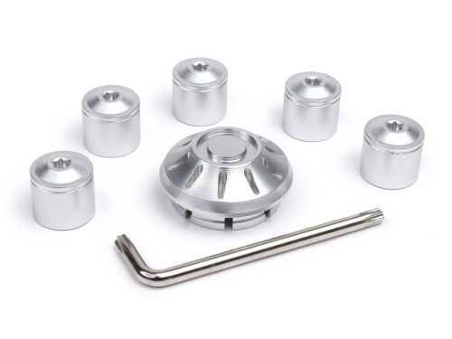 Sapkakészlet kerékanya / felni Ř=35mm Moto Nostra CNC, ezüst Vespa ET2, ET4, GT, GTL, GTS, GTV, LX, LXV, S, Gilera Fuoco, Piaggio Fly, Hexagon, Liberty, MP3, Sfera RST, Zip FR, Zip II, Zip SP