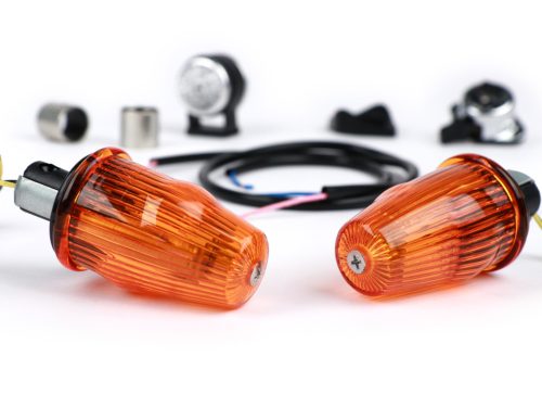 Utángyártott jelzőkészlet a kormányvég jelzőhöz Moto Nostra LED , E-jelöléssel, 6 Volt Vespa Smallframe V50, 50N, PV, ET3, Largeframe Rally, Sprint, TS, GT, GTR, SS180 Ř=24mm Narancssárga