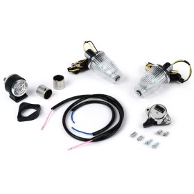   Utángyártott jelzőkészlet a kormányvégjelzőhöz Moto Nostra LED , E-jelöléssel, 6 Volt Vespa Smallframe V50, 50N, PV, ET3, Largeframe Rally, Sprint, TS, GT, GTR, SS180 Ř=24mm Fehér Ř=24mm