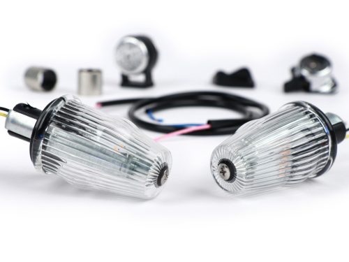 Utángyártott jelzőkészlet a kormányvégjelzőhöz Moto Nostra LED , E-jelöléssel, 6 Volt Vespa Smallframe V50, 50N, PV, ET3, Largeframe Rally, Sprint, TS, GT, GTR, SS180 Ř=24mm Fehér Ř=24mm