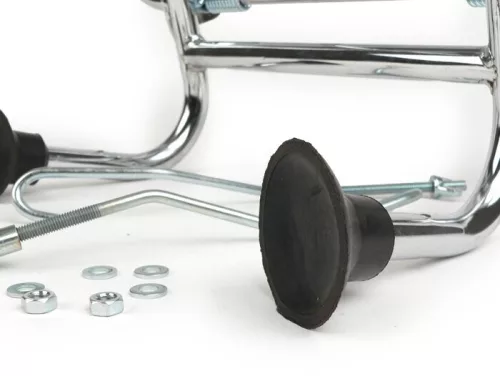 Összecsukható csomagtartó elöl Moto Nostra Vespa Smallframe V50, PV125, ET3, PK S, PK XL, PK XL2 Largeframe Rally180/200, Sprint150, TS125, GT125, GTR125, PX80, PX125, PX150, PX200 Chrome