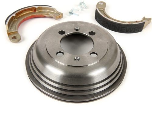Hátsó fékdob 8' fékpofákkal együtt, 1 rögzítés BGM PRO öntöttvas Vespa Wideframe V1-15, V30-33, VU, VM, VN, VL, VB, VBA1T, VBB1T, VNB2T, VNB3T, VNA, ACMA, Hoffmann