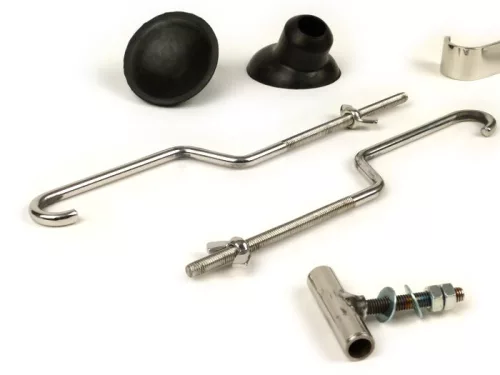 Javítókészlet csomagtartó összecsukható elöl Moto Nostra Vespa Smallframe V50, PV125, ET3, Vespa Largeframe Rally180, Rally200, Sprint150, TS125, GT125, GTR125 rozsdamentes acél