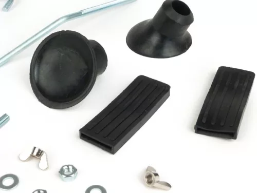 Javító készlet csomagtartó összecsukható elöl Moto Nostra Vespa Smallframe V50, PV125, ET3, Vespa Largeframe Rally180, Rally200, Sprint150, TS125, GT125, GTR125 Ezüst