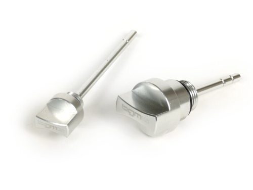Készlet olajbetöltő dugó mérőpálcával BGM PRO, motorolaj + sebességváltó olaj Piaggio Leader/Quasar Vespa ET4, LX, LXV, S, GT, GTS, GTV, GTL 125-300ccm ezüst eloxáltan