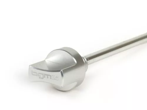 Olajbetöltő dugó mérőpálcával BGM PRO, sebességváltó olaj Piaggio Leader/Quasar/HPE Vespa ET4, LX, LXV, S, GT, GTS, GTV, GTL 125-300cc ezüst eloxálva