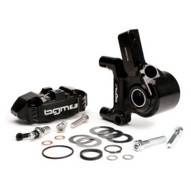   Első féknyereg féknyeregtartóval együtt BGM PRO, CNC Touring, 4 dugattyús, radiális rögzítés Fékdob típusa LML LML, Stella, Star fekete