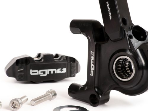 Első féknyereg féknyeregtartóval együtt BGM PRO, CNC Touring, 4 dugattyús, radiális rögzítés Fékdob típusa LML LML, Stella, Star fekete