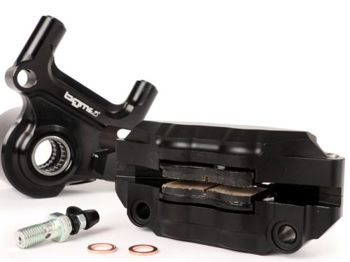 Első féknyereg féknyeregtartóval együtt BGM PRO, CNC Touring, 4 dugattyús, radiális rögzítés Fékdob típusa LML LML, Stella, Star fekete