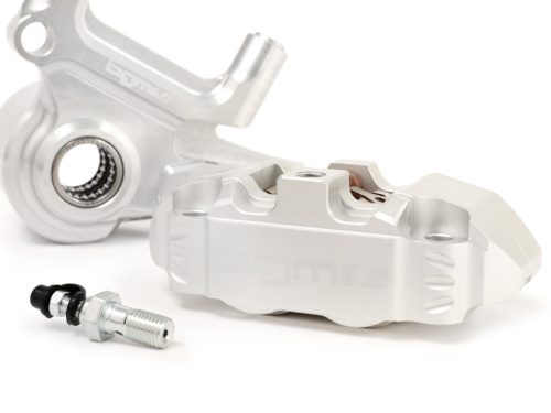 Első féknyereg féknyeregtartóval együtt BGM PRO, CNC Touring, 4 dugattyús, radiális rögzítés Fékdob típus LML LML LML, Stella, Star ezüst