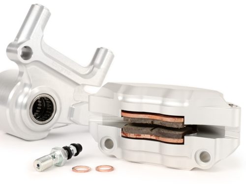 Első féknyereg féknyeregtartóval együtt BGM PRO, CNC Touring, 4 dugattyús, radiális rögzítés Fékdob típus LML LML LML, Stella, Star ezüst