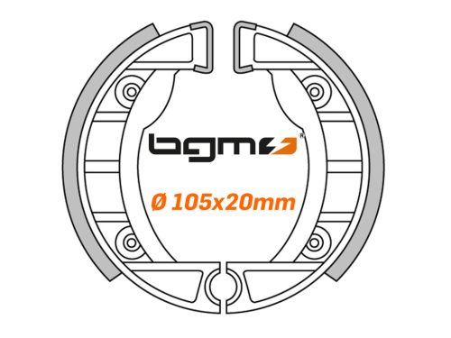 Fékpofák BGM PRO Ř=104x20mm Piaggio Bravo, Piaggio Ciao, Piaggio Grillo, Piaggio Si, Piaggio Superbravo, Piaggio Vespino F9, Piaggio Velofax.