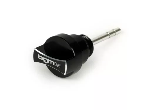 Olajbetöltő dugó mérőpálcával BGM PRO, motorolaj Piaggio Leader/Quasar Vespa ET4, LX, LXV, S, GT, GTS, GTV, GTL 125-300cc fekete eloxálva.