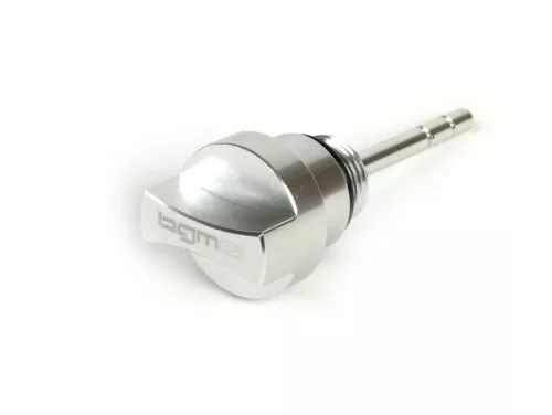 Olajbetöltő dugó mérőpálcával BGM PRO, motorolaj Piaggio Leader/Quasar Vespa ET4, LX, LXV, S, GT, GTS, GTV, GTL 125-300cc ezüst eloxálva
