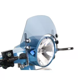   Szélvédő krómozott konzolokkal Moto Nostra w=340mm, h=105mm Vespa PX80, PX125, PX150, PX200, LML 125/150 Star/Stella szürke színre színezve