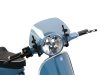 Szélvédő fekete konzolokkal Moto Nostra w=340mm, h=105mm Vespa PX80, PX125, PX150, PX200, LML 125/150 Star/Stella szürke színű, sötétített szürke szélvédő
